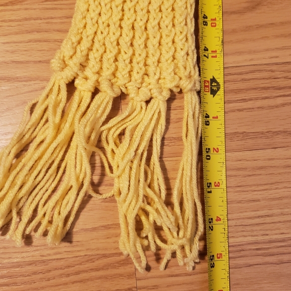 Yellow Handcrafted Crochet Scarf with Fringe Edges - Picture 9 of 10